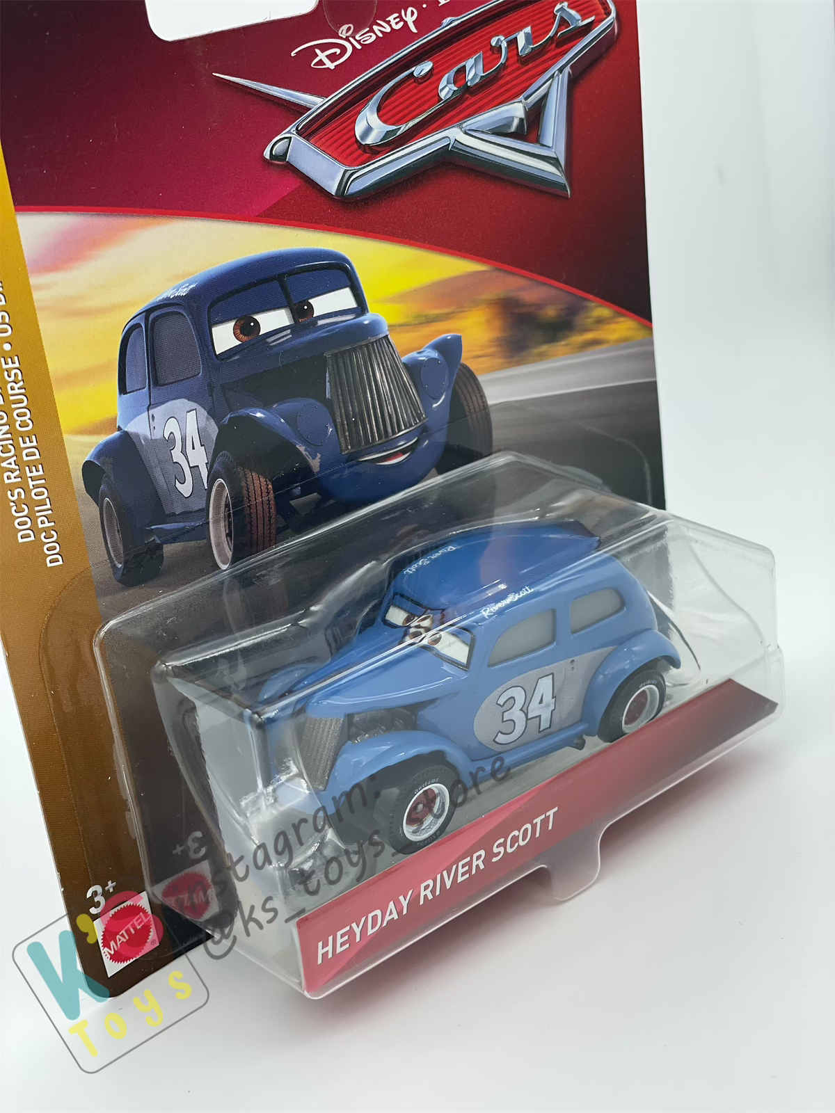 DISNEY PIXAR CARS BY MATTEL, HEYDAY RIVER SCOTT - DOC'S RACING DAYS - BNIP