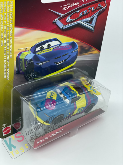 DISNEY PIXAR CARS BY MATTEL, RICHIE GUNZIT - NEXT-GEN PISTON CUP - BNIP