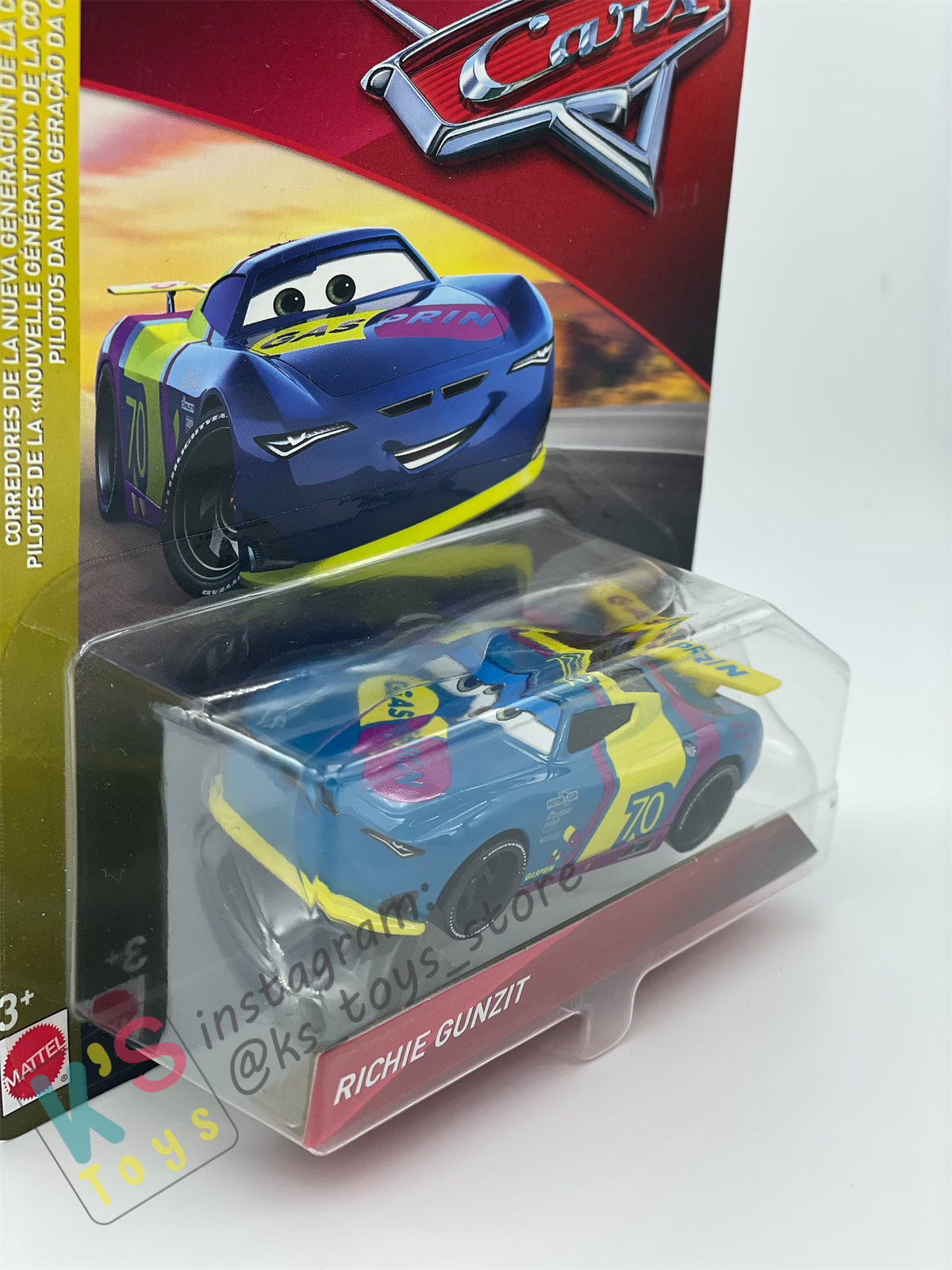 DISNEY PIXAR CARS BY MATTEL, RICHIE GUNZIT - NEXT-GEN PISTON CUP - BNIP