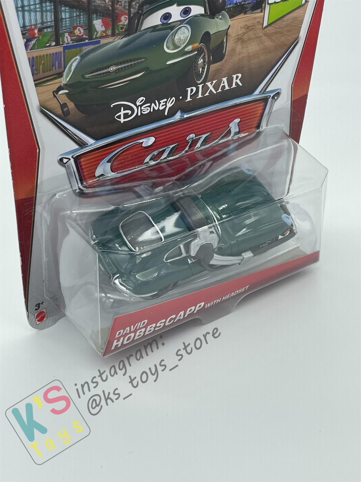 DISNEY PIXAR CARS BY MATTEL, DAVID HOBBSCAPP WITH HEADSET- BNIP