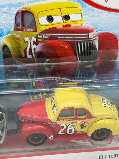 Disney Pixar Cars 1:55 2-Pack Heyday Junior Moon and Eli Turnpike, Doc's Racing Days - BNIP