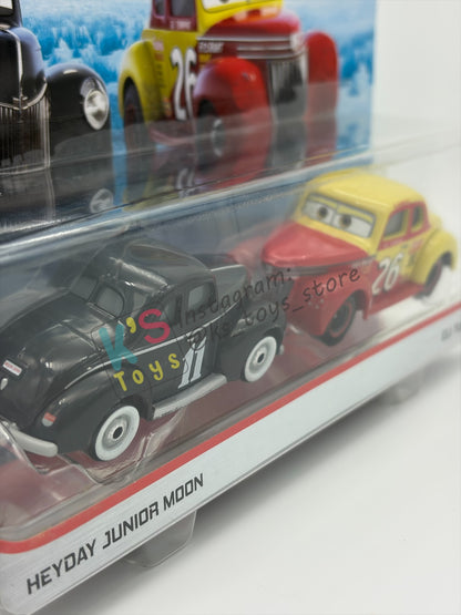 Disney Pixar Cars 1:55 2-Pack Heyday Junior Moon and Eli Turnpike, Doc's Racing Days - BNIP