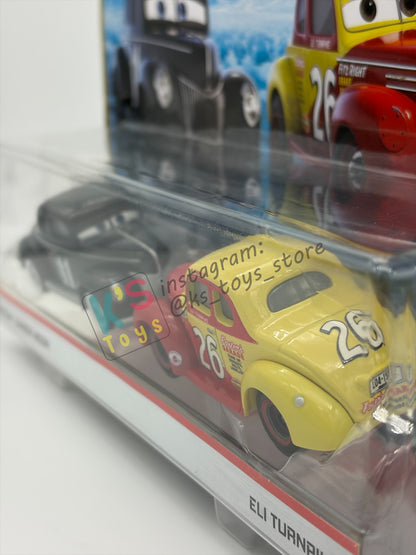 Disney Pixar Cars 1:55 2-Pack Heyday Junior Moon and Eli Turnpike, Doc's Racing Days - BNIP