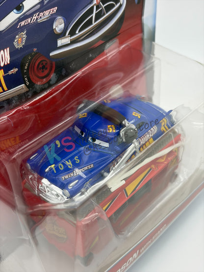 Rare Disney Pixar Cars by Mattel, Fabulous Hudson with Stand - BNIP