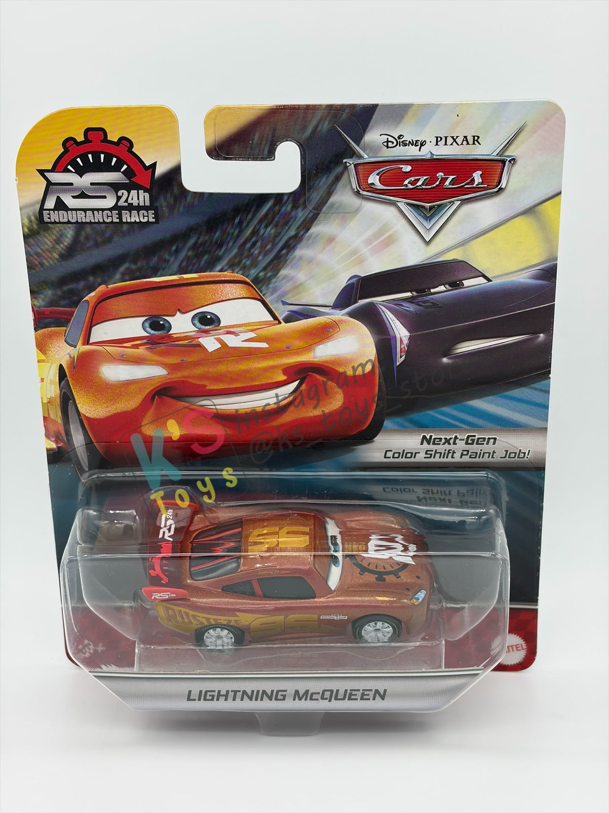 DISNEY PIXAR CARS BY MATTEL 1:55, "LIGHTNING MCQUEEN" - RS 24H ENDURANCE RACE SERIES - BNIP