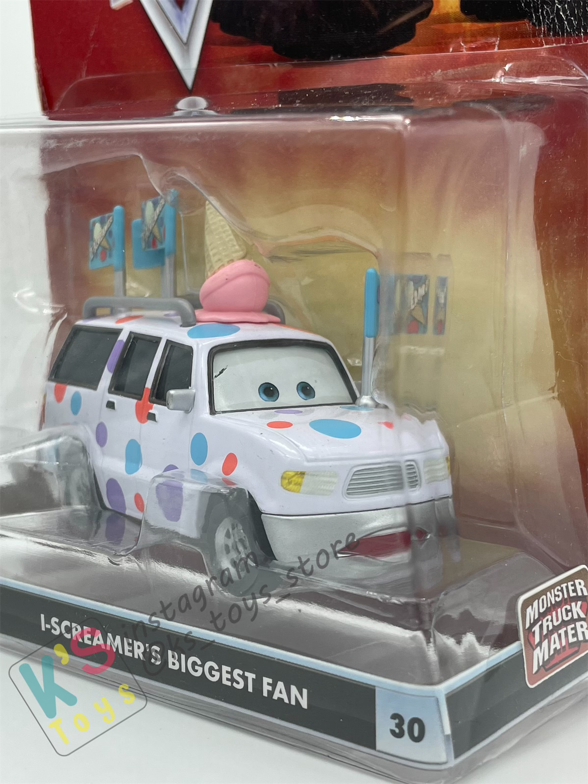 Deluxe Disney Pixar Cars "I-SCREAMER'S BIGGEST FAN" Monster Truck Mater - Cars Toon Series - DAMAGED PACKAGING