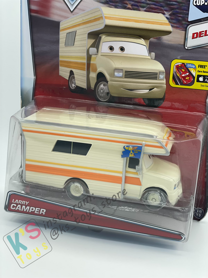 RARE DELUXE DISNEY PIXAR CARS "LARRY CAMPER" PISTON CUP - BNIP