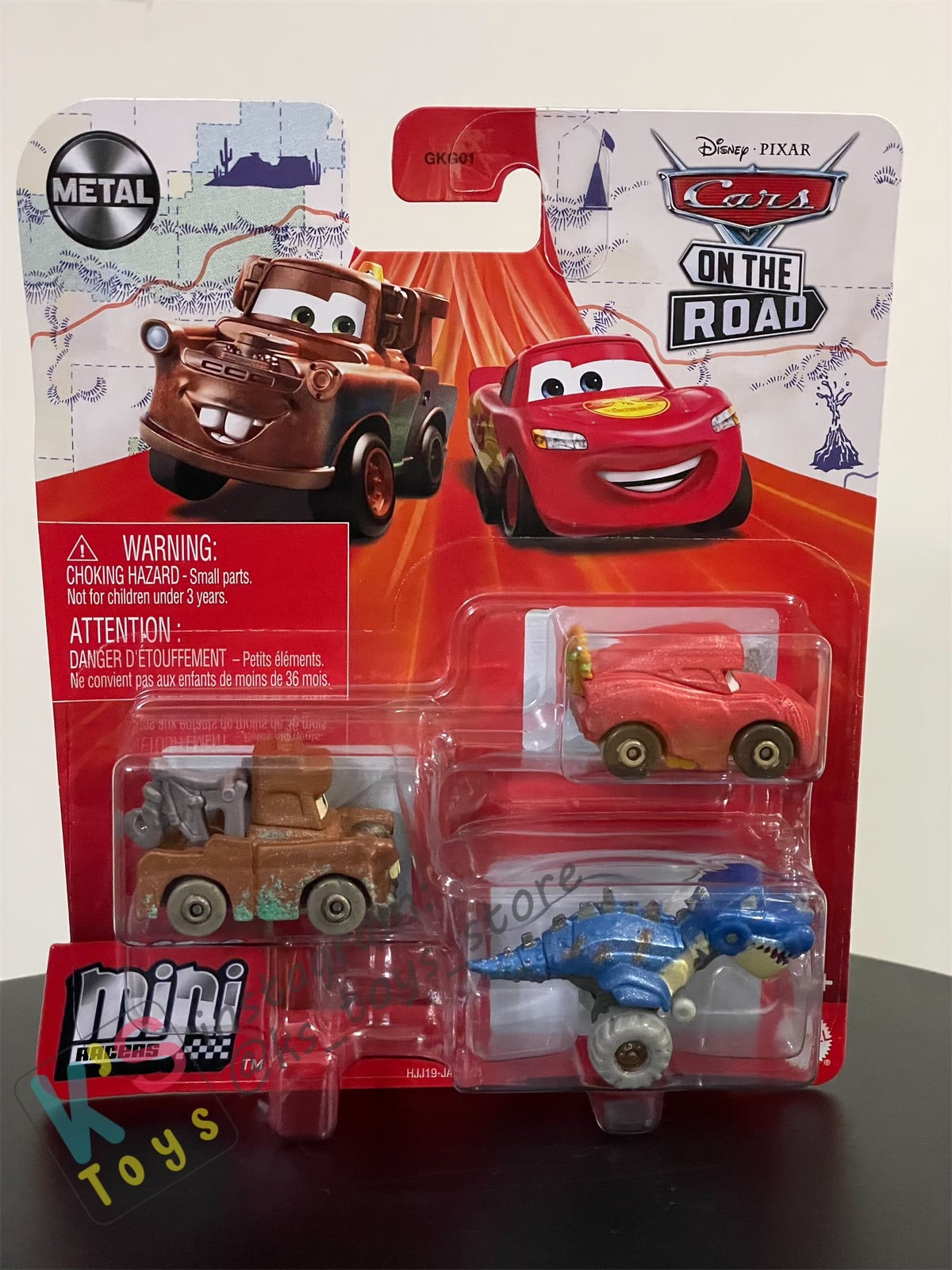 MINI RACERS DISNEY PIXAR CARS 3-PACK TYRANAMISSIASAURUS REX, CAVE LIGHTNING MCQUEEN, AND CAVE MATER - BNIP