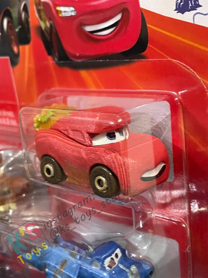 MINI RACERS DISNEY PIXAR CARS 3-PACK TYRANAMISSIASAURUS REX, CAVE LIGHTNING MCQUEEN, AND CAVE MATER - BNIP