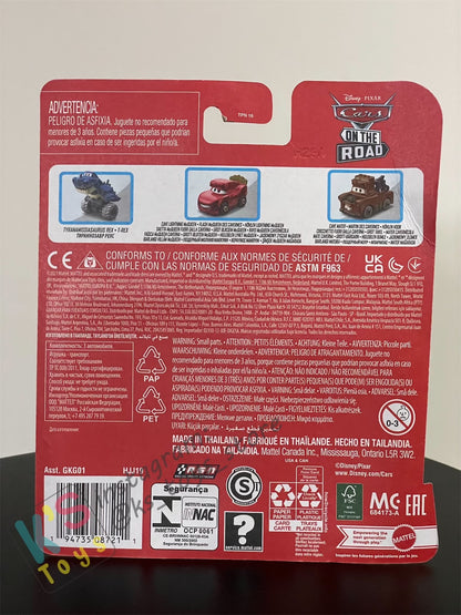 MINI RACERS DISNEY PIXAR CARS 3-PACK TYRANAMISSIASAURUS REX, CAVE LIGHTNING MCQUEEN, AND CAVE MATER - BNIP