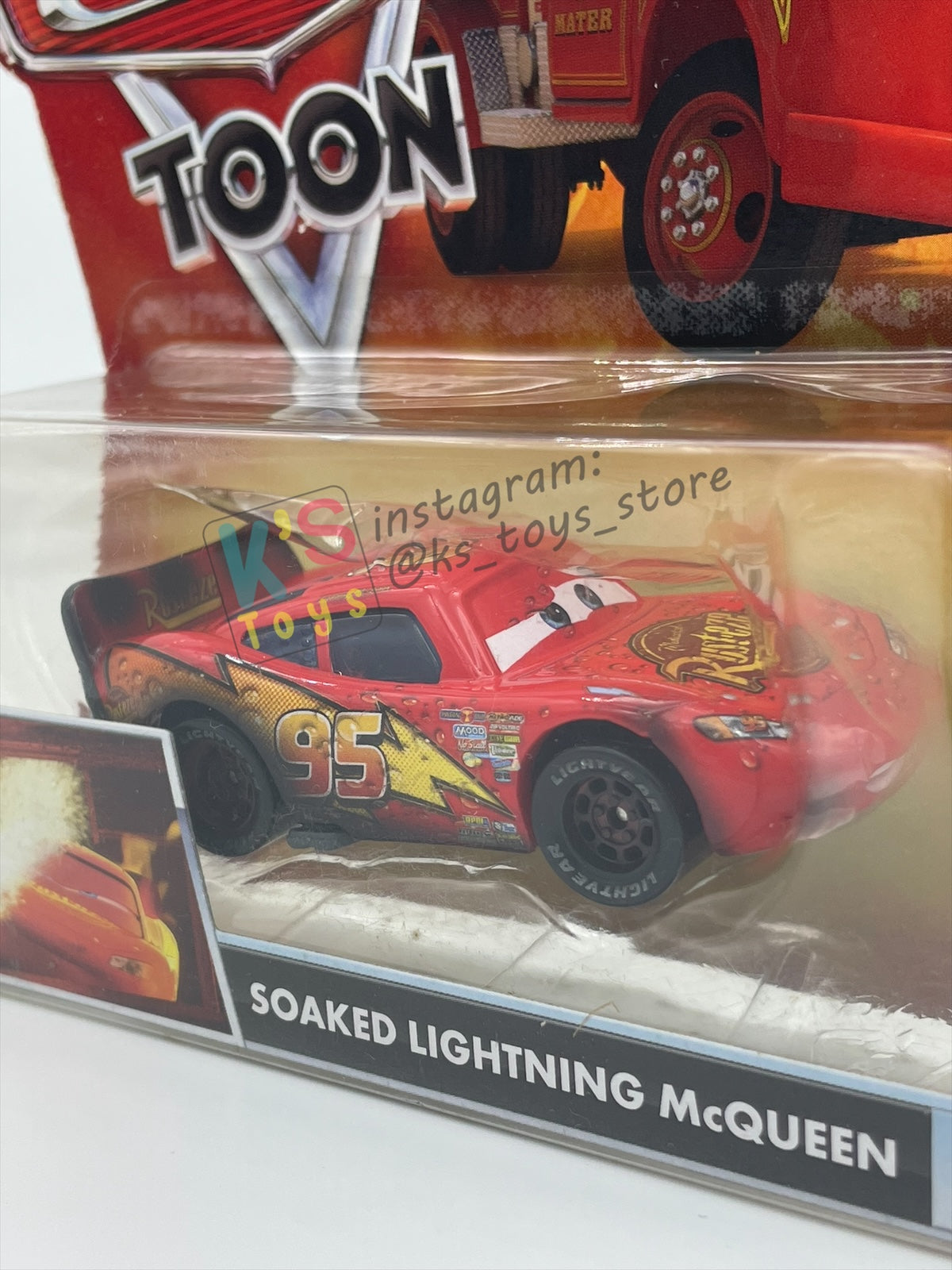 DISNEY PIXAR CARS BY MATTEL, "SOAKED LIGHTNING MCQUEEN" - BNIP