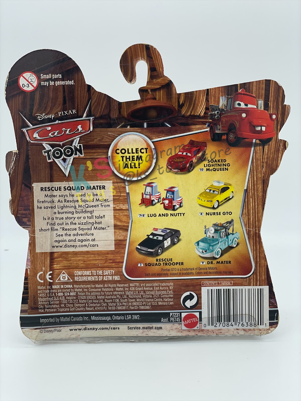 DISNEY PIXAR CARS BY MATTEL, "SOAKED LIGHTNING MCQUEEN" - BNIP