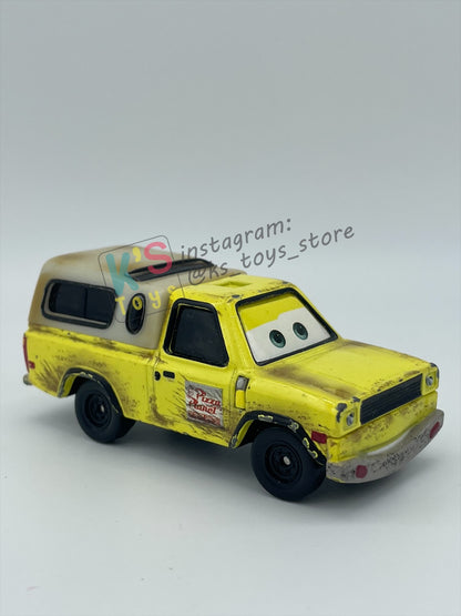 PRE-OWNED / LOOSE DISNEY PIXAR CARS BY MATTEL - "TODD PIZZA" MISSING A TOP PART - CARS SERIES - PLAYED WITH CONDITION - READ DESCRIPTION!!!!!!!!!!!
