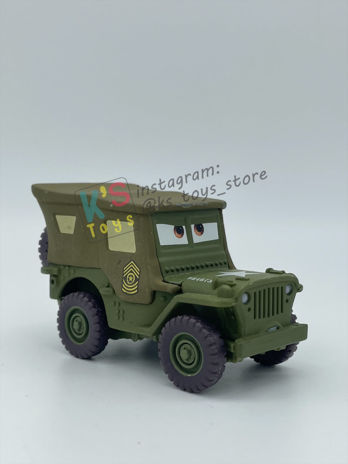 PRE-OWNED / LOOSE DISNEY PIXAR CARS BY MATTEL - "SARGE" - CARS SERIES - PLAYED WITH GOOD CONDITION - READ DESCRIPTION!!!!!!!!!!!