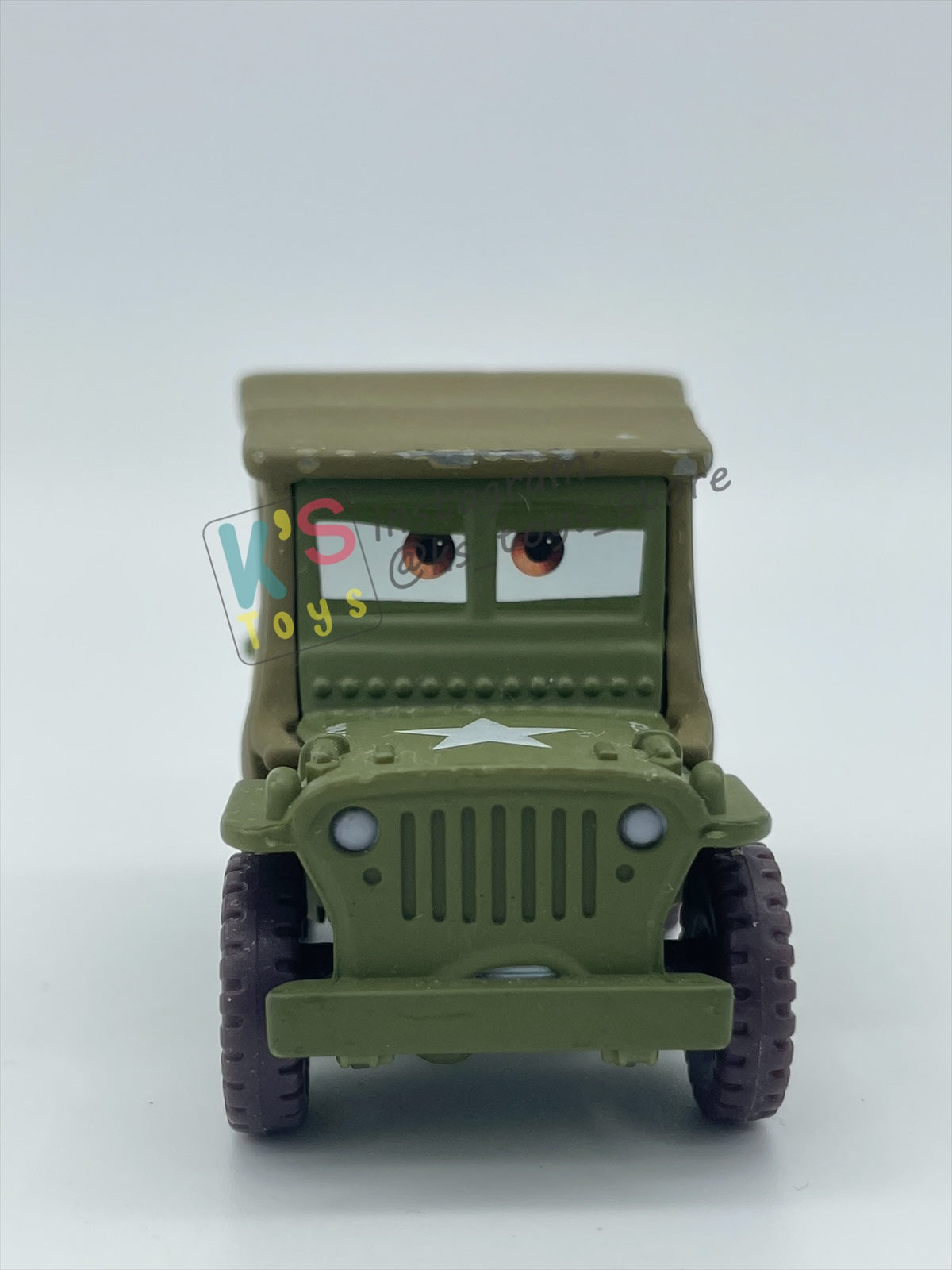 PRE-OWNED / LOOSE DISNEY PIXAR CARS BY MATTEL - "SARGE" - CARS SERIES - PLAYED WITH GOOD CONDITION - READ DESCRIPTION!!!!!!!!!!!
