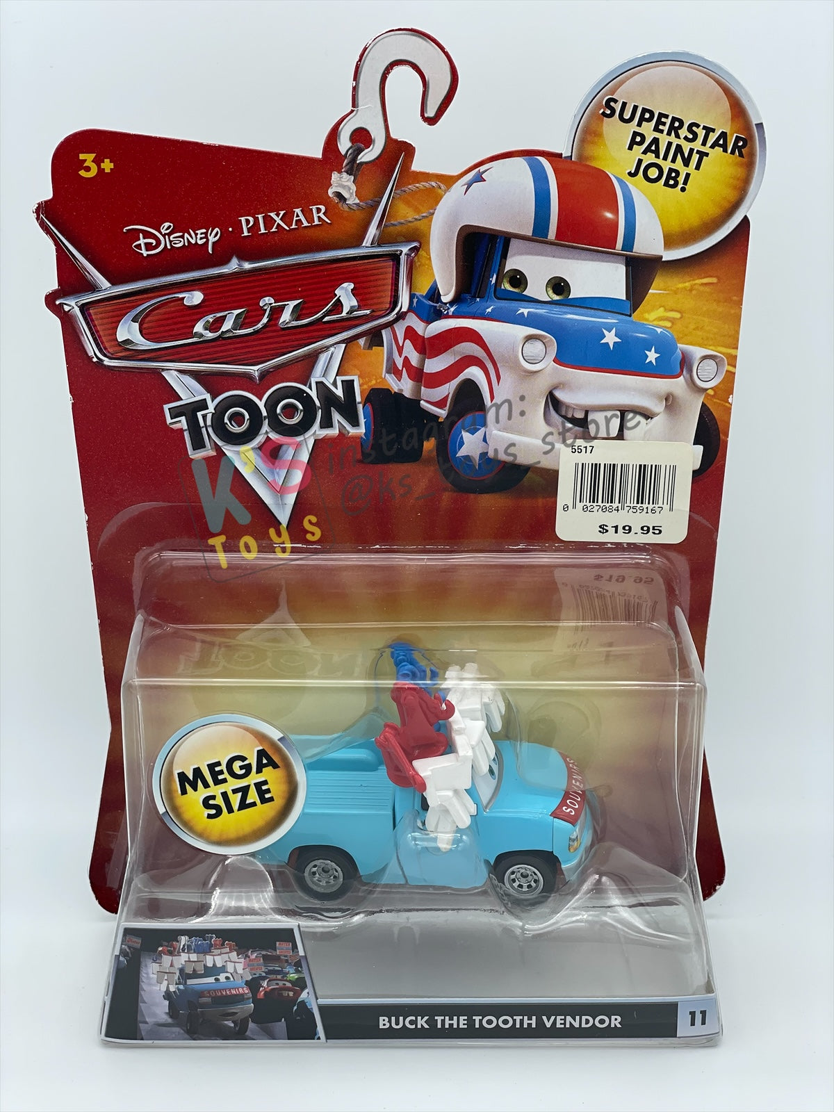 DELUXE DISNEY PIXAR CARS "BUCK THE TOOTH VENDOR" MATER THE GREATER SERIES - Cars Toon - BNIP