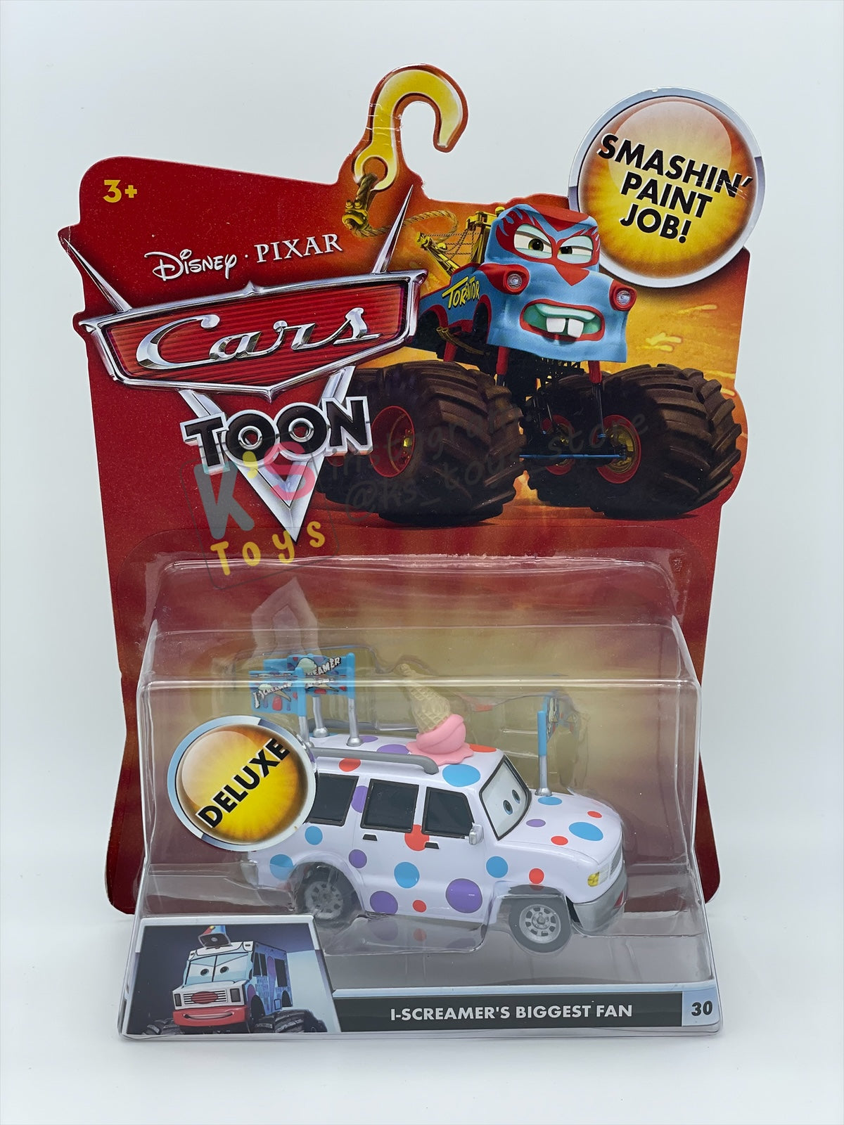 Deluxe Disney Pixar Cars "I-SCREAMER'S BIGGEST FAN" Monster Truck Mater - Cars Toon Series - BNIP