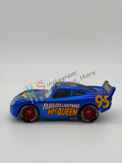 PRE-OWNED / LOOSE DISNEY PIXAR CARS 1:55 BY MATTEL - "METALLIC FABULOUS LIGHTNING MCQUEEN" THOMASVILLE RACING LEGENDS SERIES - MINT CONDITION