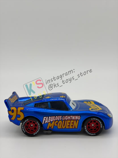 PRE-OWNED / LOOSE DISNEY PIXAR CARS 1:55 BY MATTEL - "METALLIC FABULOUS LIGHTNING MCQUEEN" THOMASVILLE RACING LEGENDS SERIES - MINT CONDITION