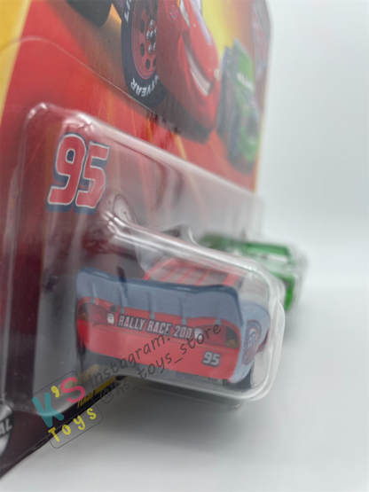 Disney Pixar Cars 1:55 by Mattel 2-Pack LIGHTNING MCQUEEN AND CHICK HICKS RACE AND RESCUE SERIES - 2025 NEW RELEASE - BNIP