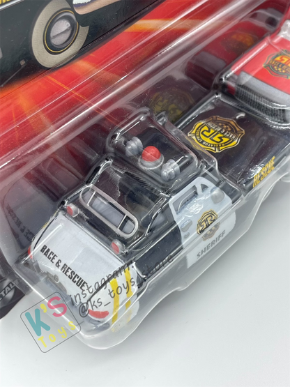 Disney Pixar Cars 1:55 by Mattel 2-Pack SHERIFF AND ADAM ROADRIGUEZ RACE AND RESCUE SERIES - 2025 NEW RELEASE - BNIP