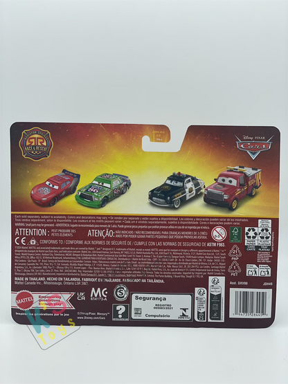 Disney Pixar Cars 1:55 by Mattel 2-Pack SHERIFF AND ADAM ROADRIGUEZ RACE AND RESCUE SERIES - 2025 NEW RELEASE - BNIP