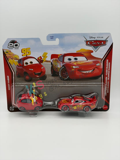 Disney Pixar Cars 1:55 by Mattel 2-Pack, MADDY McGEAR AND LIGHTNING MCQUEEN CARS 3 - 2026 RELEASE - BNIP