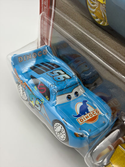 Disney Pixar Cars 1:55 by Mattel 2-Pack BLING BLING LIGHTNING MCQUEEN AND TEX DINOCO - 2026 RE-RELEASED 2Oth ANNIVERSARY CARD - BNIP