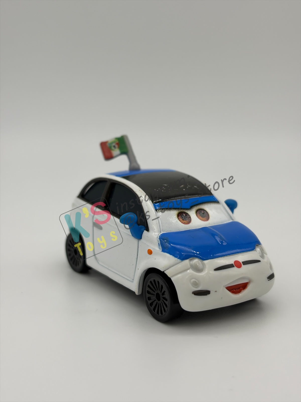 PRE-OWNED / LOOSE DISNEY PIXAR CARS BY MATTEL - "FRANK CLUTCHENSON" - CARS 2 RACE FAN SERIES - GOOD CONDITION - READ DESCRIPTION!!!!!!!!!!!