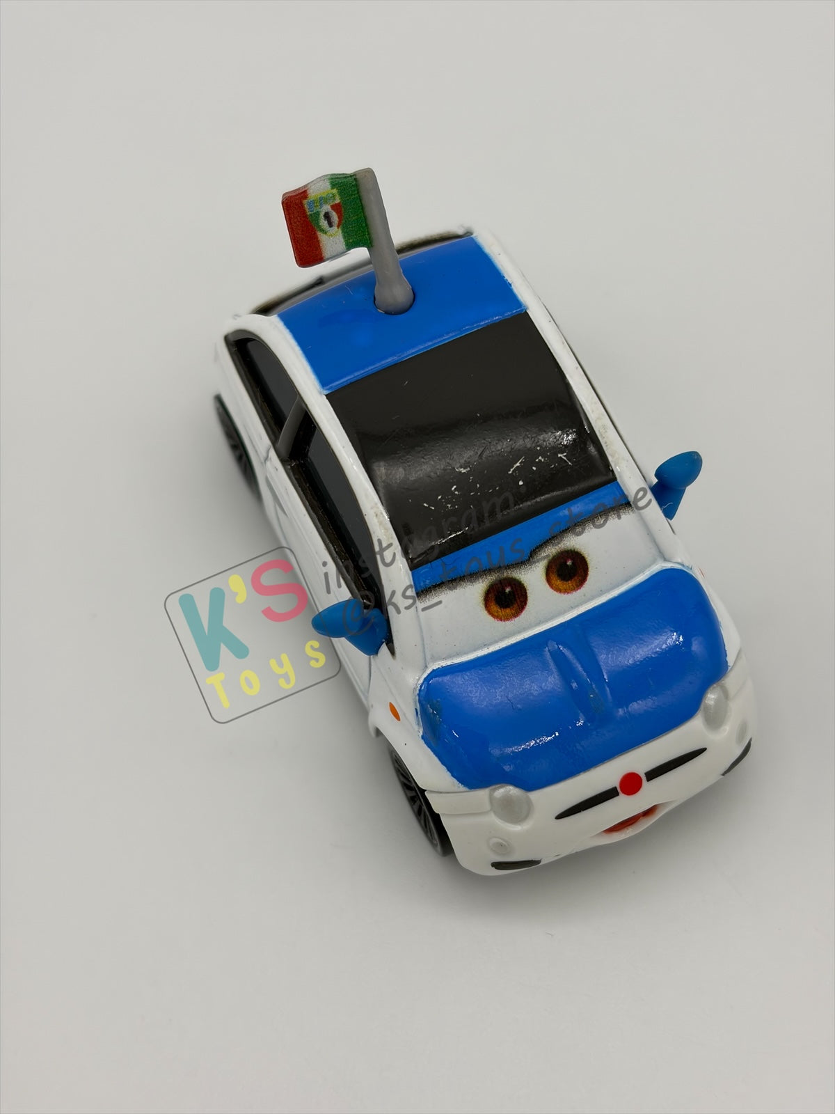 PRE-OWNED / LOOSE DISNEY PIXAR CARS BY MATTEL - "FRANK CLUTCHENSON" - CARS 2 RACE FAN SERIES - GOOD CONDITION - READ DESCRIPTION!!!!!!!!!!!