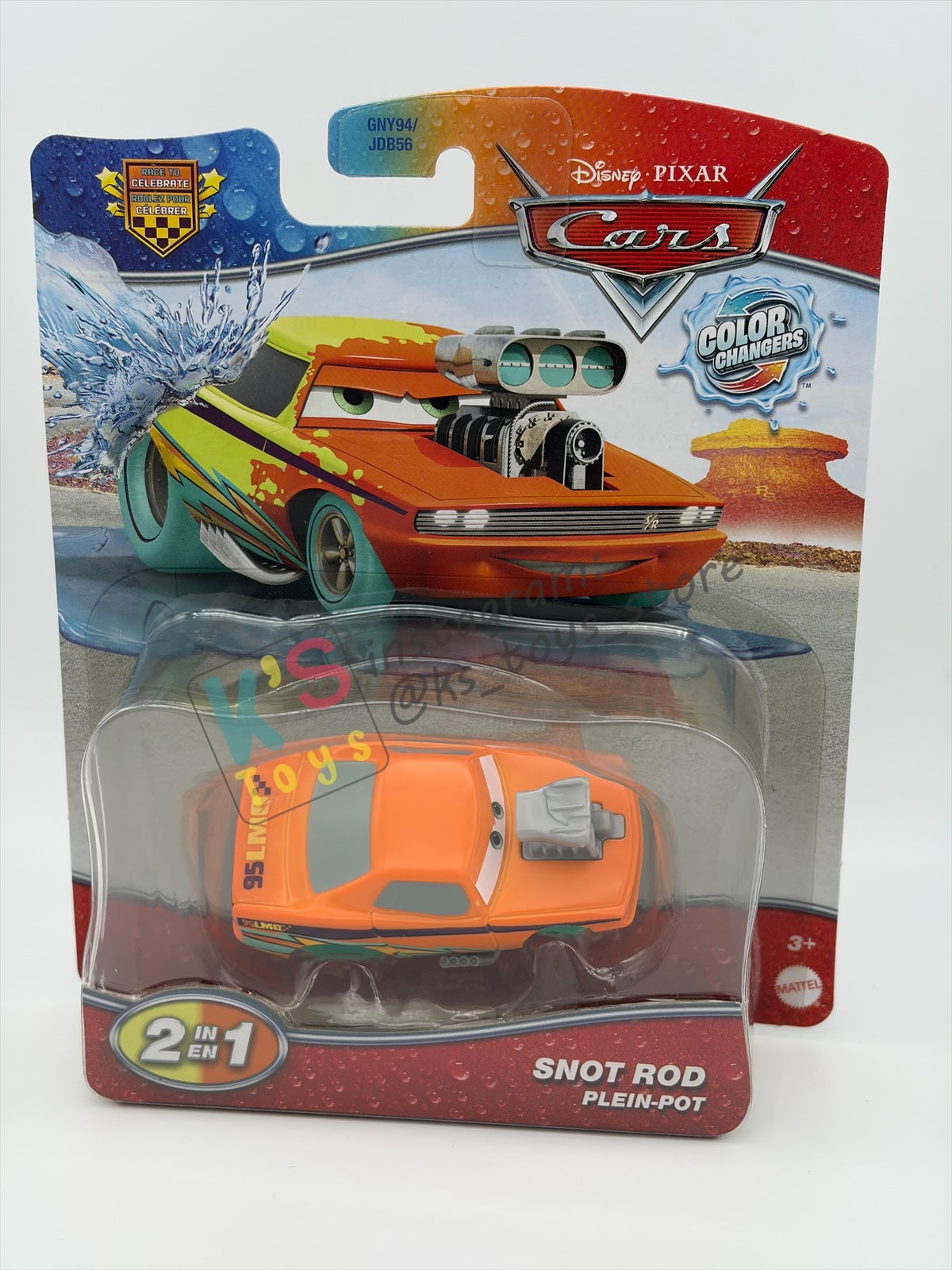 COLOR CHANGERS Disney Pixar Cars by MATTEL, RACE TO CELEBRATE SNOT ROD (ORANGE/YELLOW) - 2026 NEW RELEASE  - BNIP
