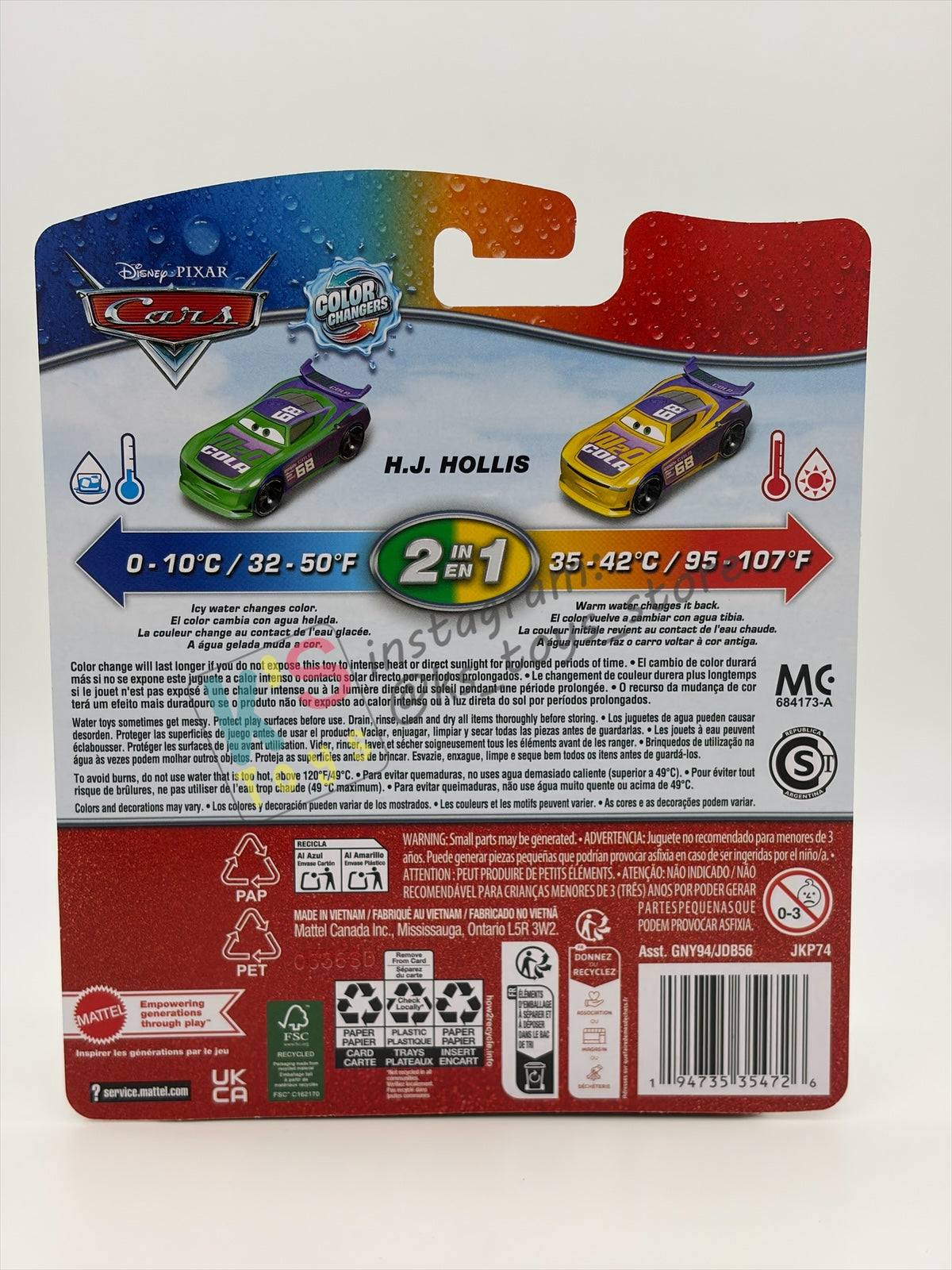 COLOR CHANGERS Disney Pixar Cars by MATTEL, H.J. HOLLIS - 2026 RE-RELEASED - BNIP