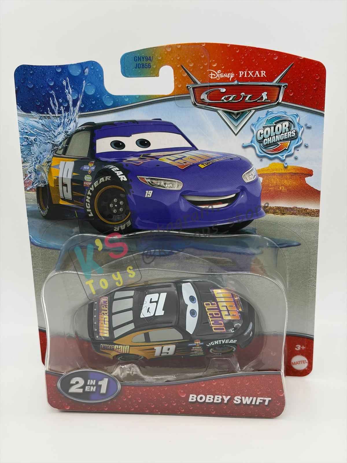 COLOR CHANGERS Disney Pixar Cars by MATTEL, BOBBY SWIFT (BLACK/PURPLE) - 2026 RE-RELEASED  - BNIP