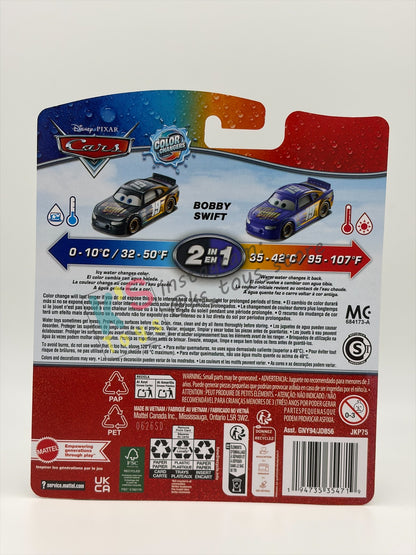 COLOR CHANGERS Disney Pixar Cars by MATTEL, BOBBY SWIFT (BLACK/PURPLE) - 2026 RE-RELEASED  - BNIP