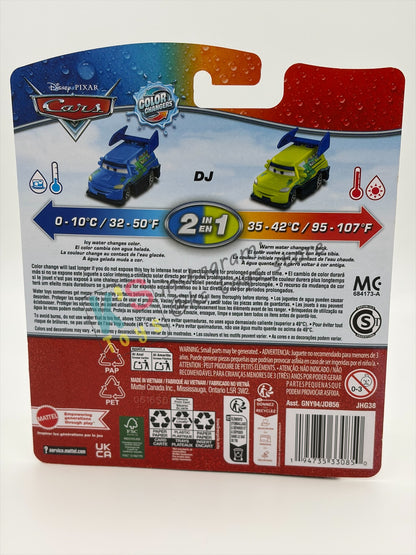 COLOR CHANGERS Disney Pixar Cars by MATTEL, DJ (GREEN/BLUE) - 2026 RE-RELEASED  - BNIP