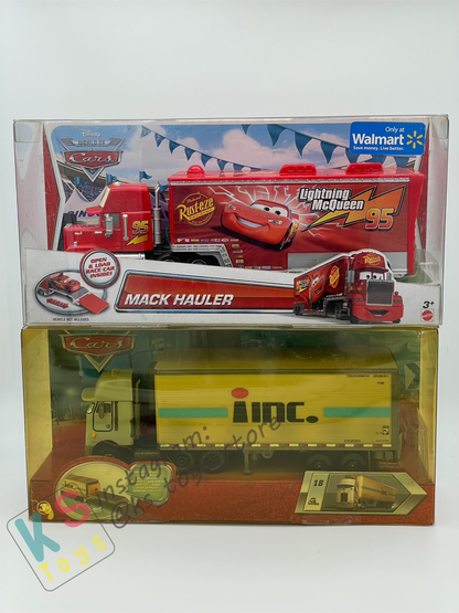 Hauler Disney Pixar Cars by Mattel, Bundle of 2 Haulers; Chet Boxkaar Hauler and Mack CARS 1 - BNIP - Please Read Description!!
