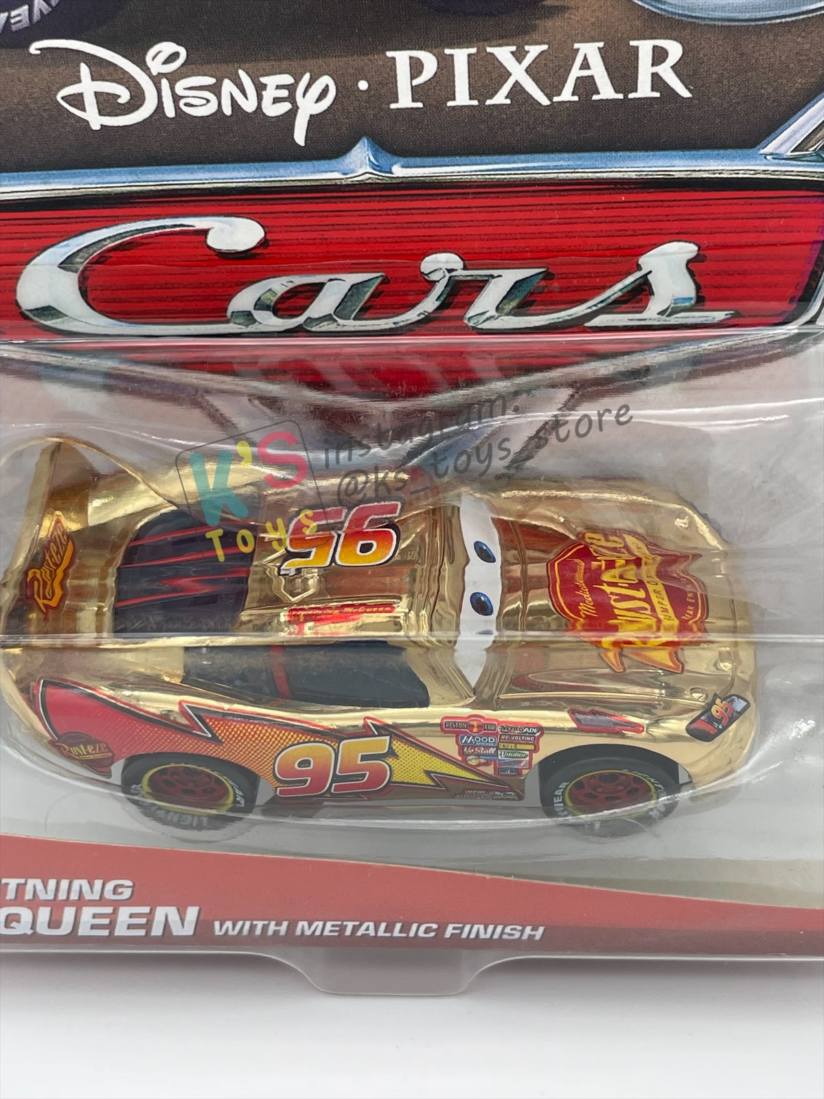 DISNEY PIXAR CARS BY MATTEL "GOLDEN LIGHTNING MCQUEEN WITH METALLIC DECO / FINISH" - BNIP