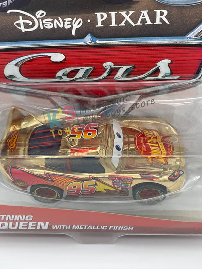 DISNEY PIXAR CARS BY MATTEL "GOLDEN LIGHTNING MCQUEEN WITH METALLIC DECO / FINISH" - BNIP