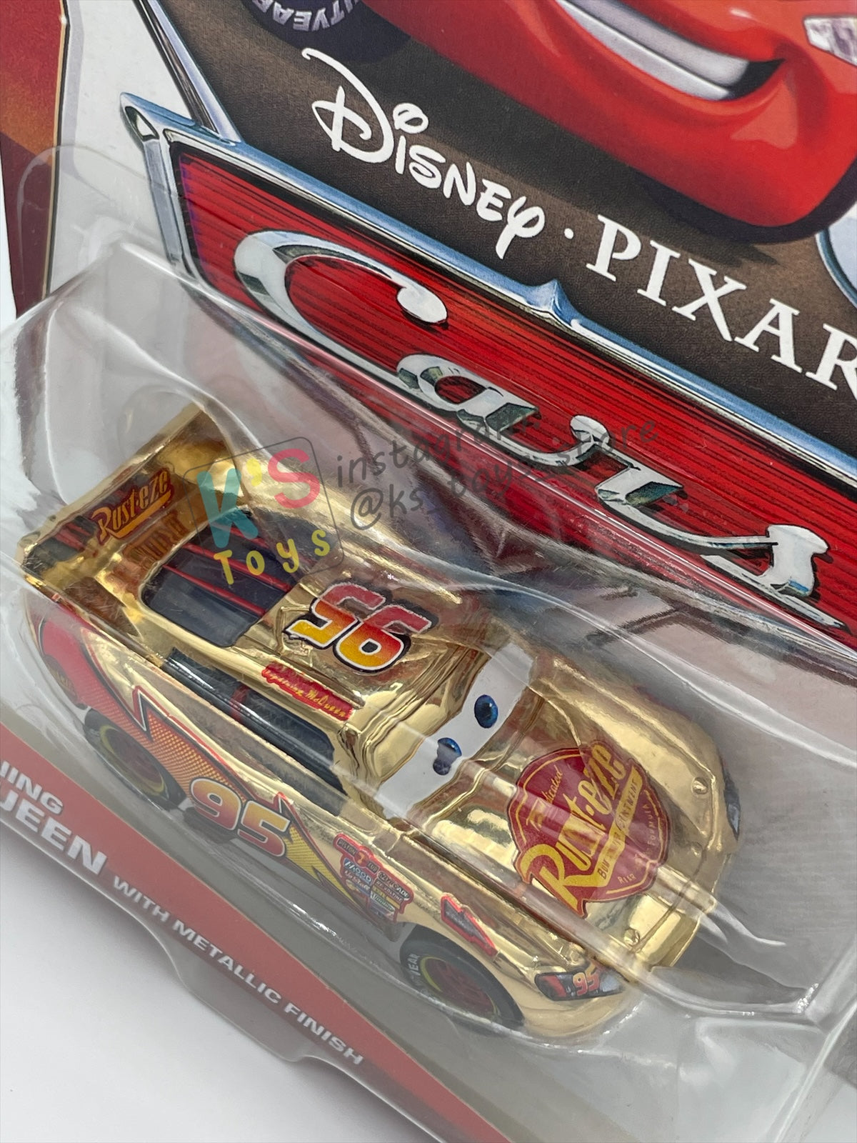 DISNEY PIXAR CARS BY MATTEL "GOLDEN LIGHTNING MCQUEEN WITH METALLIC DECO / FINISH" - BNIP