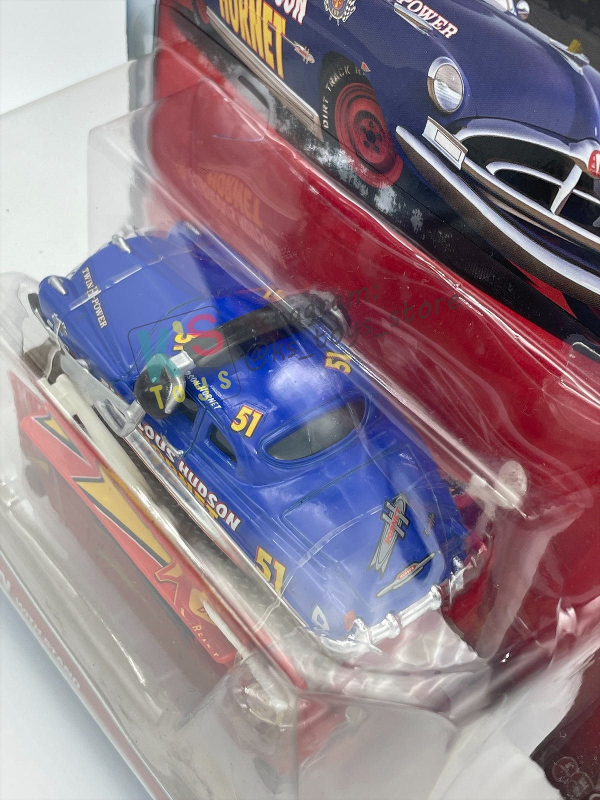 Rare DELUXE Disney Pixar Cars by Mattel, Fabulous Hudson with Stand - 95 PIT CREW SERIES - BNIP