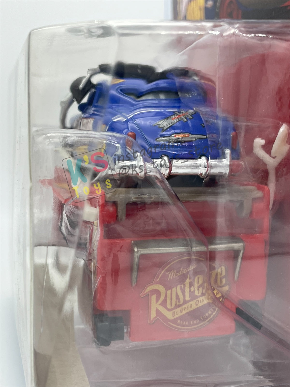 Rare DELUXE Disney Pixar Cars by Mattel, Fabulous Hudson with Stand - 95 PIT CREW SERIES - BNIP