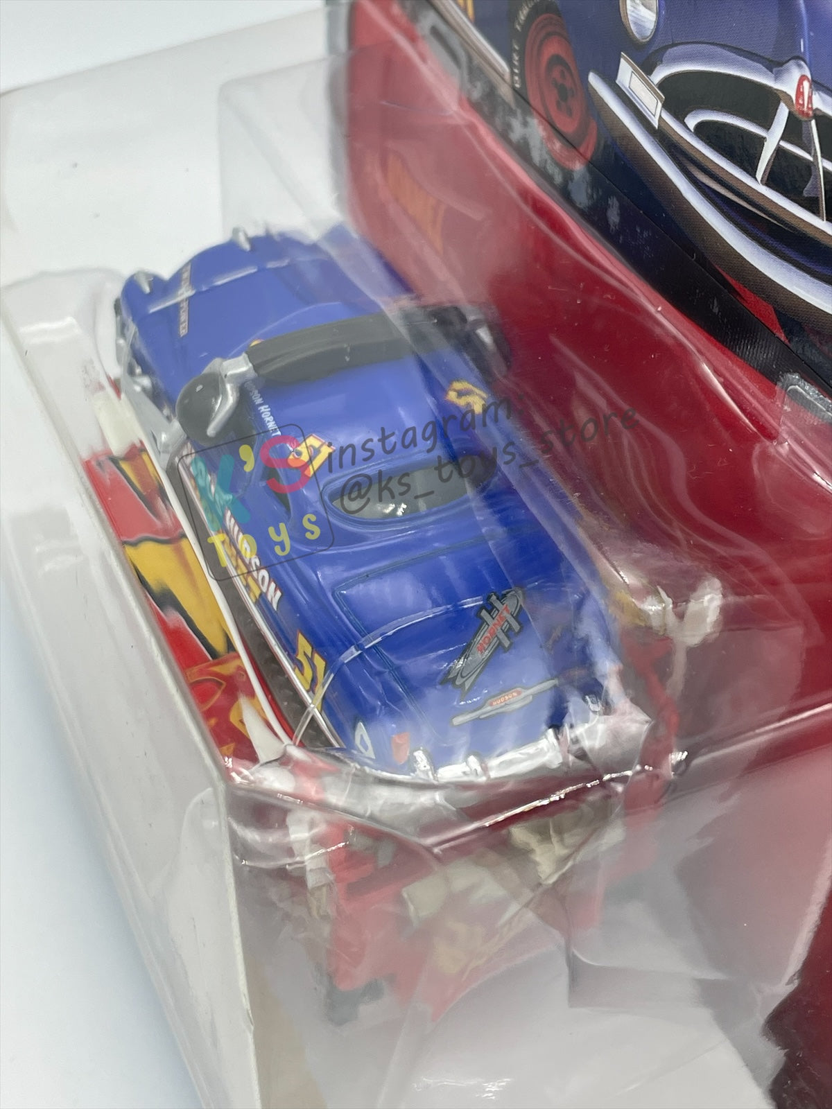 Rare DELUXE Disney Pixar Cars by Mattel, Fabulous Hudson with Stand - 95 PIT CREW SERIES - BNIP