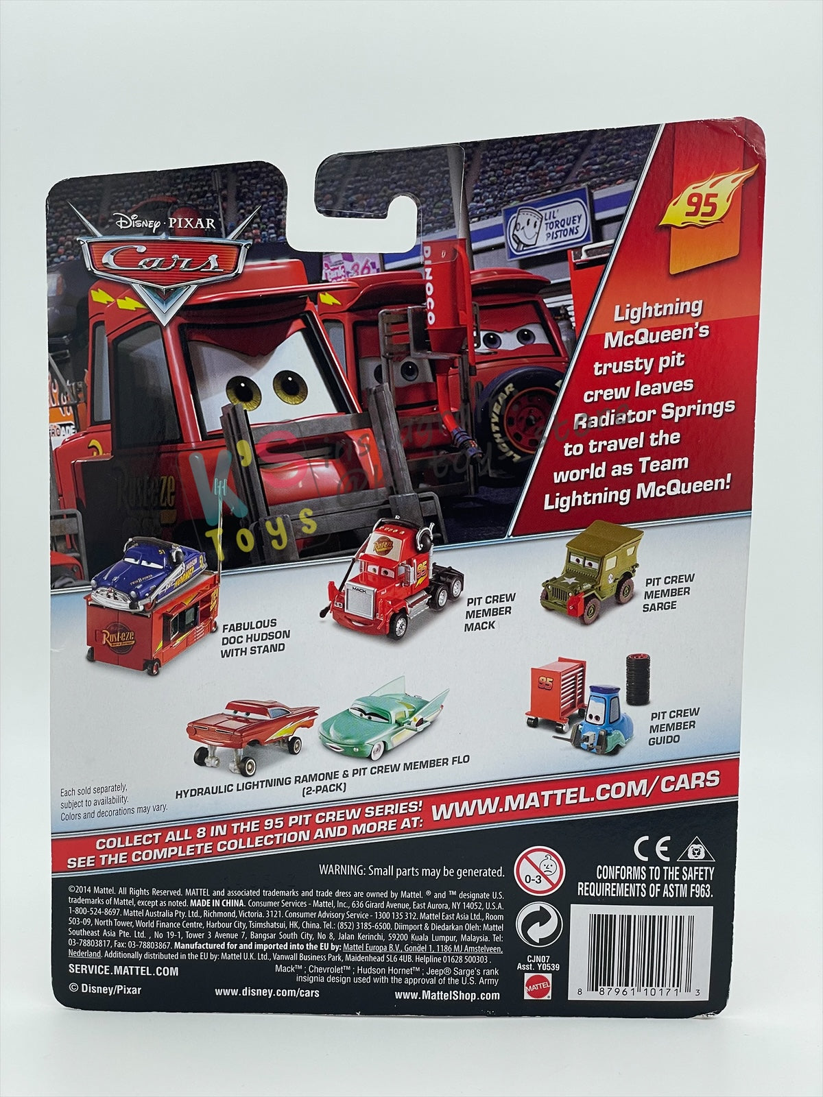 Rare DELUXE Disney Pixar Cars by Mattel, Fabulous Hudson with Stand - 95 PIT CREW SERIES - BNIP