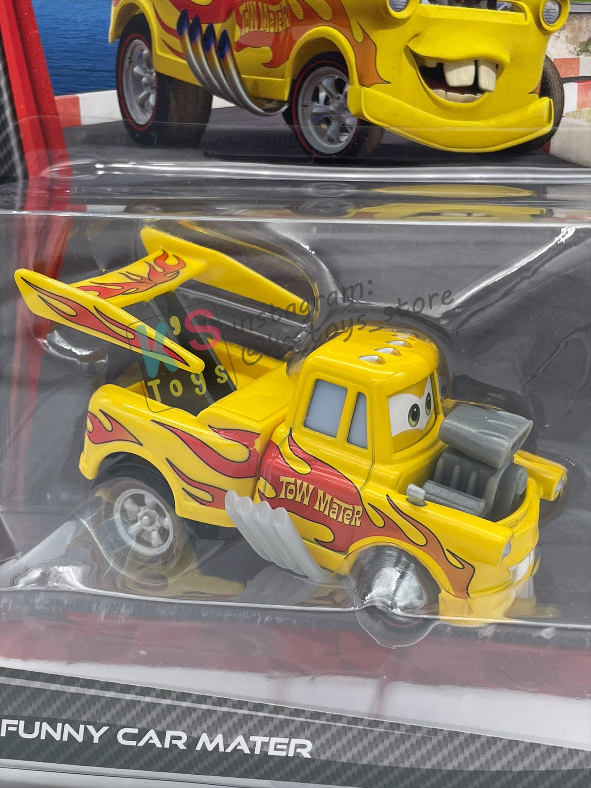 DELUXE DISNEY PIXAR CARS BY MATTEL, "FUNNY CAR MATER (HOT ROD MATER)" - BNIP