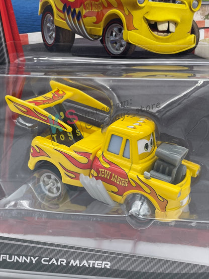 DELUXE DISNEY PIXAR CARS BY MATTEL, "FUNNY CAR MATER (HOT ROD MATER)" - BNIP