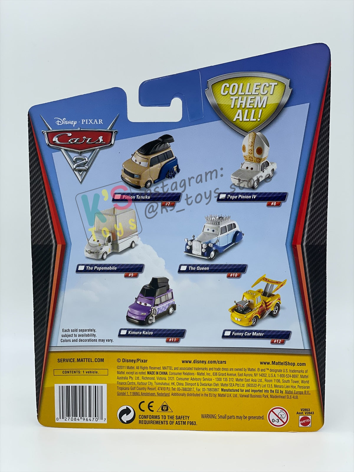 DELUXE DISNEY PIXAR CARS BY MATTEL, "FUNNY CAR MATER (HOT ROD MATER)" - BNIP
