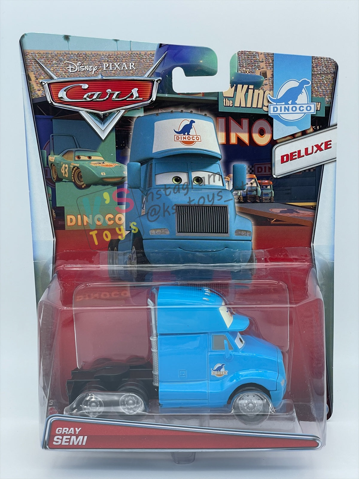 DELUXE DISNEY PIXAR CARS BY MATTEL "GRAY SEMI" DINOCO SERIES - BNIP