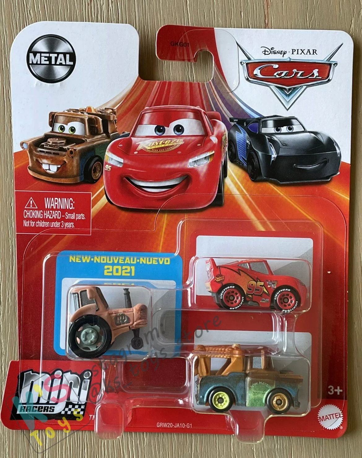 MINI RACERS DISNEY PIXAR CARS 3-PACK PINK TRACTOR, MATER AND LIGHTNING MCQUEEN - BNIP