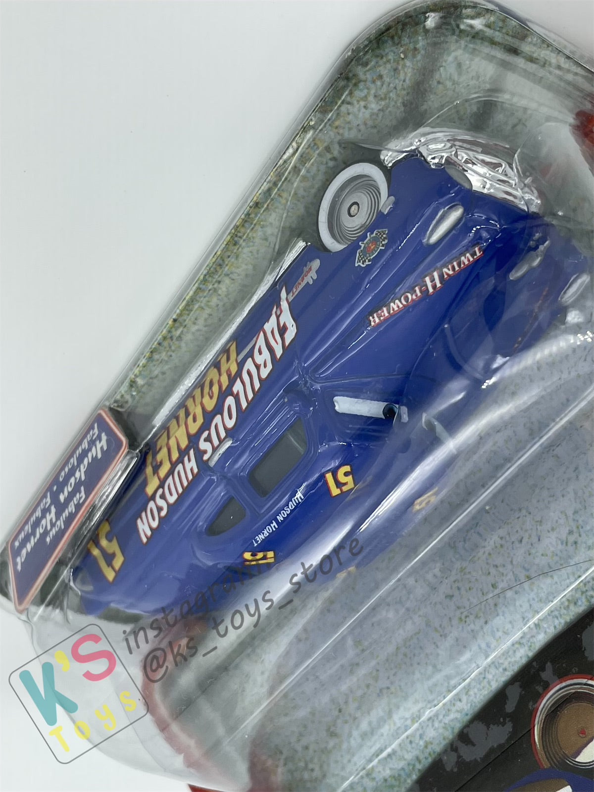 DISNEY PIXAR CARS BY MATTEL, SUPERCHARGED SERIES - FABULOUS HUDSON HORNET WITH WHITE RIMS - BNIP