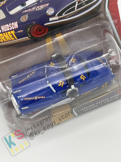 DISNEY PIXAR CARS BY MATTEL, THE WORLD OF CARS SERIES -FABULOUS HUDSON HORNET WITH HEADSET #33 - BNIP